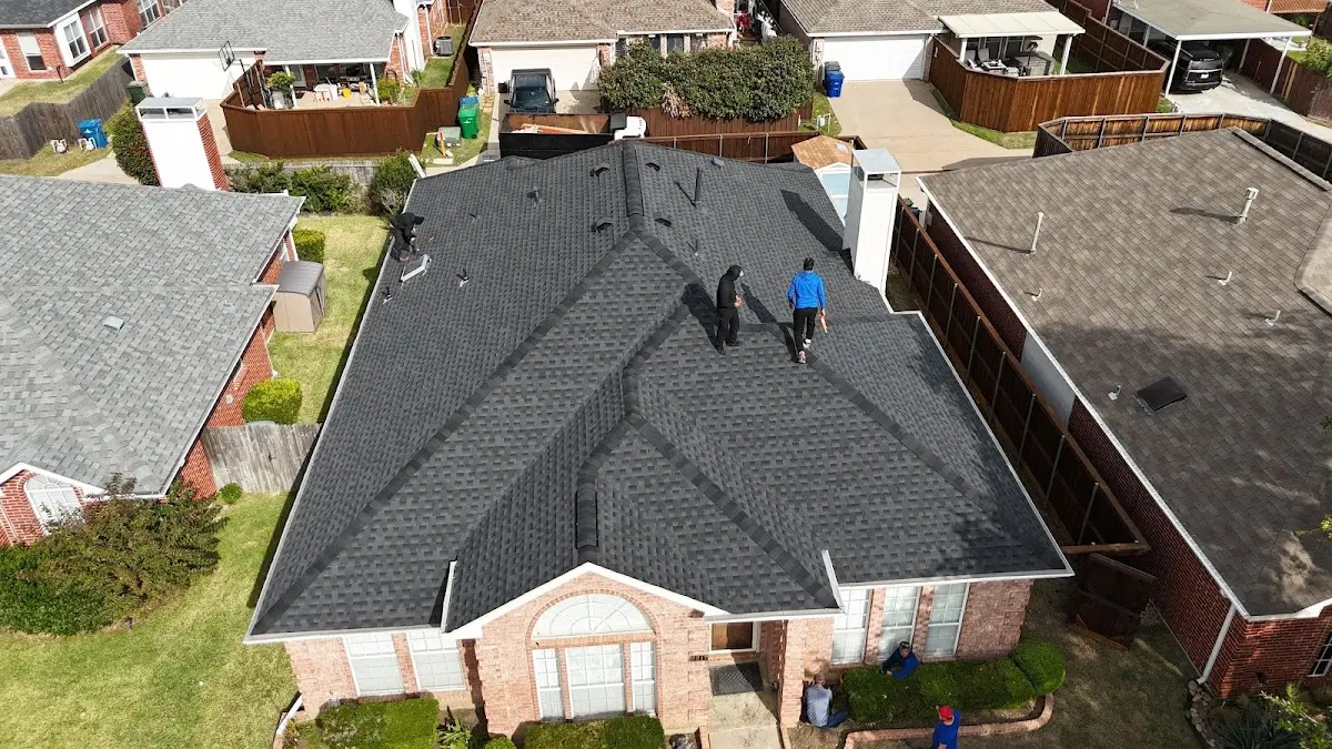Slate & Tile Roof Repair work in progress on a Denton property